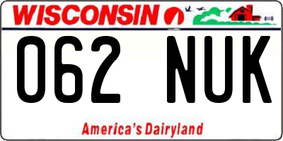 WI license plate 062NUK