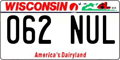 WI license plate 062NUL