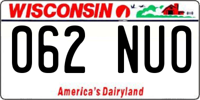 WI license plate 062NUO