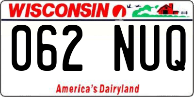 WI license plate 062NUQ
