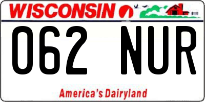 WI license plate 062NUR