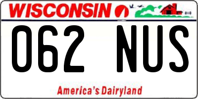WI license plate 062NUS