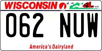 WI license plate 062NUW