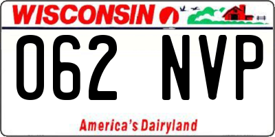 WI license plate 062NVP