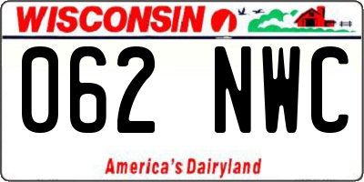 WI license plate 062NWC
