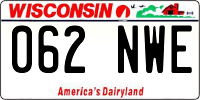 WI license plate 062NWE