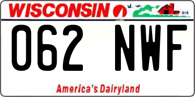 WI license plate 062NWF