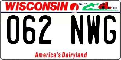 WI license plate 062NWG