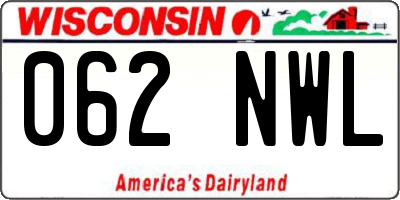WI license plate 062NWL