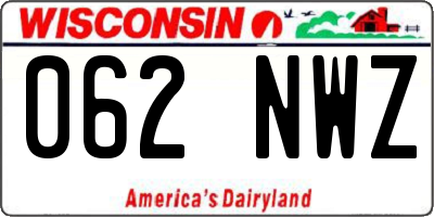WI license plate 062NWZ
