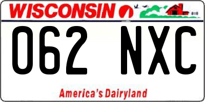 WI license plate 062NXC