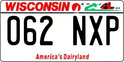 WI license plate 062NXP