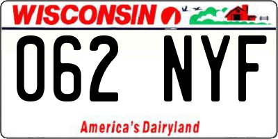 WI license plate 062NYF