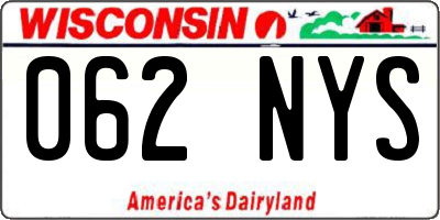 WI license plate 062NYS