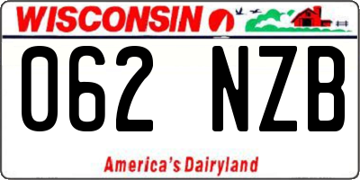 WI license plate 062NZB