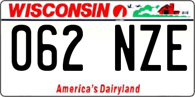WI license plate 062NZE