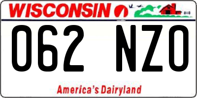 WI license plate 062NZO