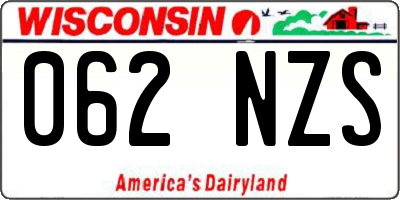 WI license plate 062NZS