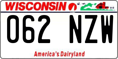 WI license plate 062NZW