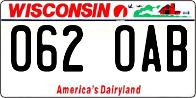WI license plate 062OAB