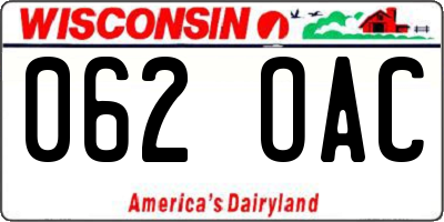 WI license plate 062OAC