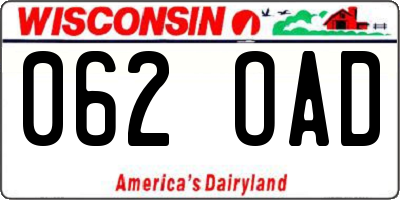 WI license plate 062OAD