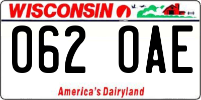 WI license plate 062OAE
