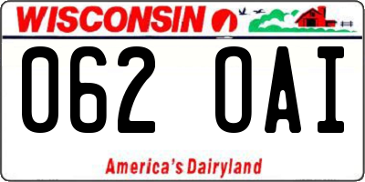 WI license plate 062OAI