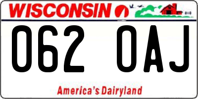WI license plate 062OAJ