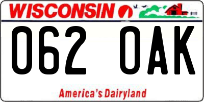 WI license plate 062OAK