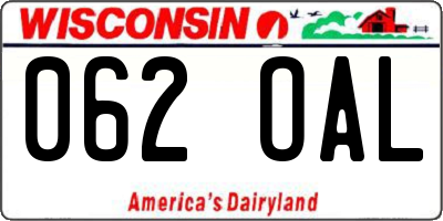 WI license plate 062OAL