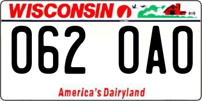 WI license plate 062OAO