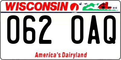 WI license plate 062OAQ