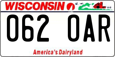 WI license plate 062OAR