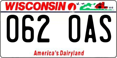 WI license plate 062OAS