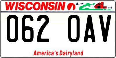 WI license plate 062OAV