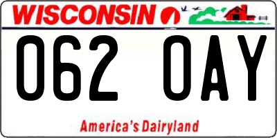 WI license plate 062OAY