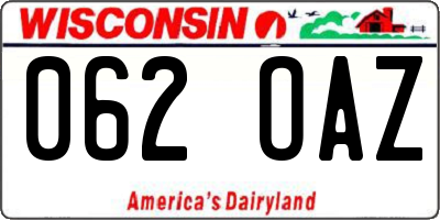 WI license plate 062OAZ