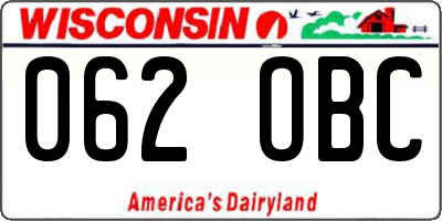 WI license plate 062OBC