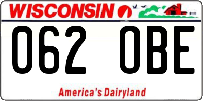 WI license plate 062OBE