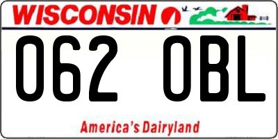 WI license plate 062OBL