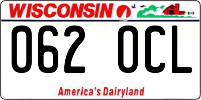 WI license plate 062OCL