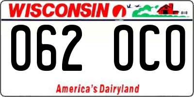 WI license plate 062OCO