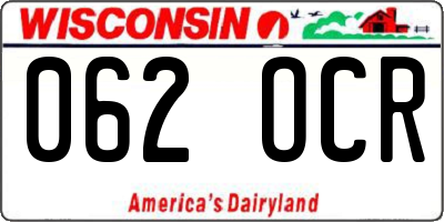 WI license plate 062OCR