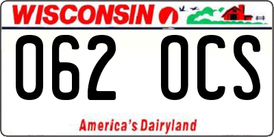 WI license plate 062OCS