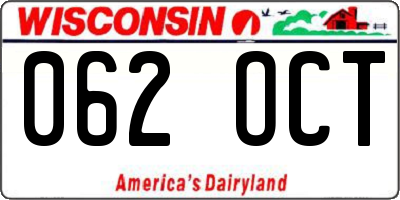 WI license plate 062OCT