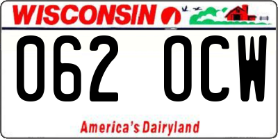 WI license plate 062OCW