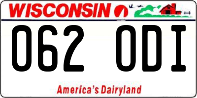 WI license plate 062ODI