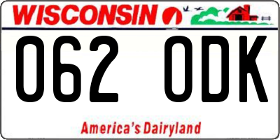 WI license plate 062ODK