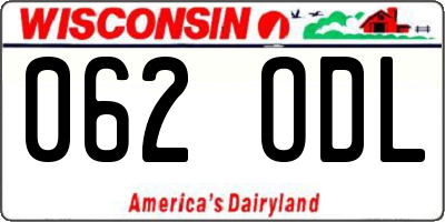WI license plate 062ODL